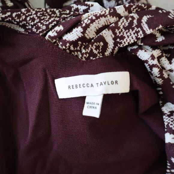 Rebecca Taylor Women's Sz XS Red Rochelle Fleur Pleated Mock Neck Dress - Picture 8 of 12